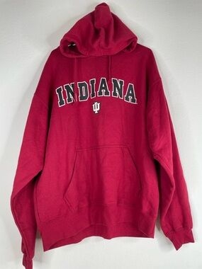 Vintage Indiana Hoosiers J. America spell out Hoodie Crimson Red XL NCAA